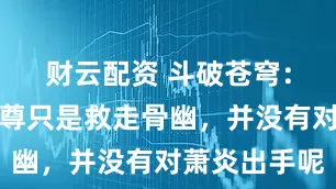 财云配资 斗破苍穹：为何大天尊只是救走骨幽，并没有对萧炎出手呢
