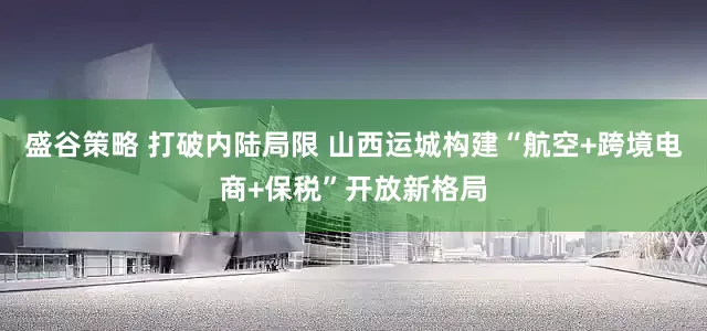 盛谷策略 打破内陆局限 山西运城构建“航空+跨境电商+保税”开放新格局